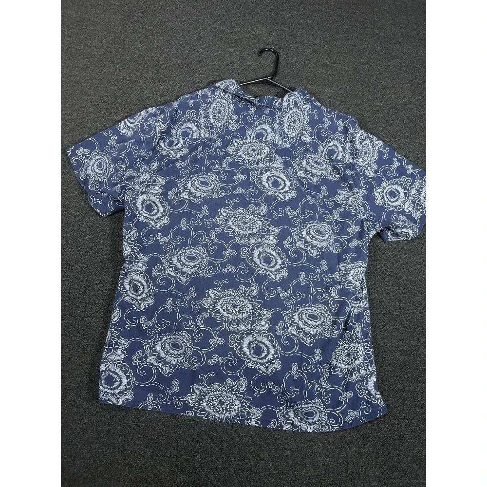 Vintage Polo Ralph Lauren Loop Collar Hawaiian Camp Shirt Men XL Blue Floral AOP